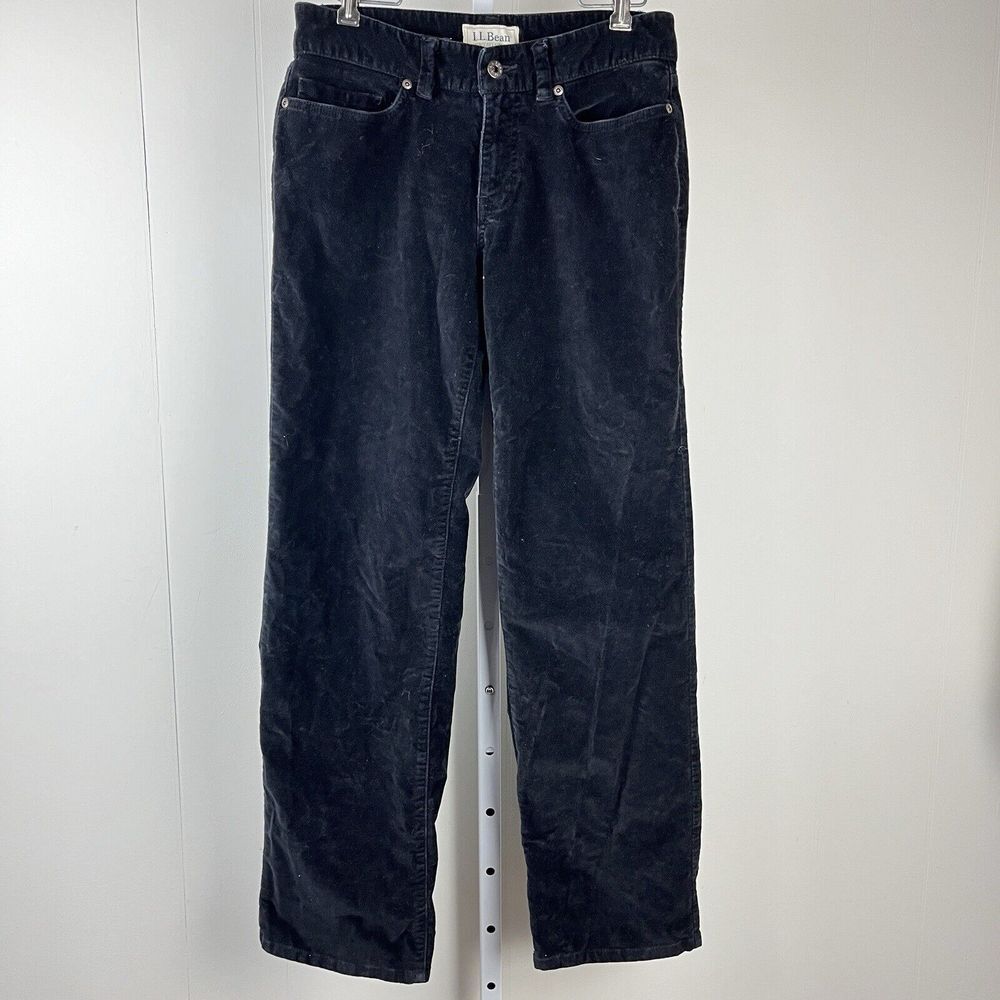 L.L. Bean Favorite Fit Black Velvet Pants Straight Leg Womens Size 6 Regular